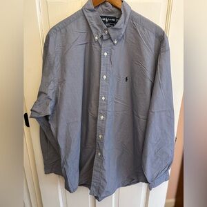 Ralph Lauren Blake Men's Blue and White Checkered Button Down Shirt